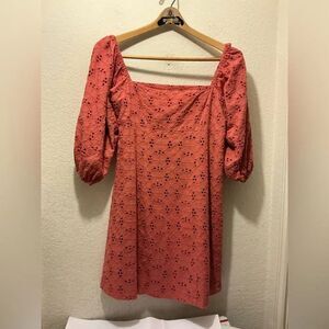 By Together Coral Eyelet Square-Neck Midi Dress